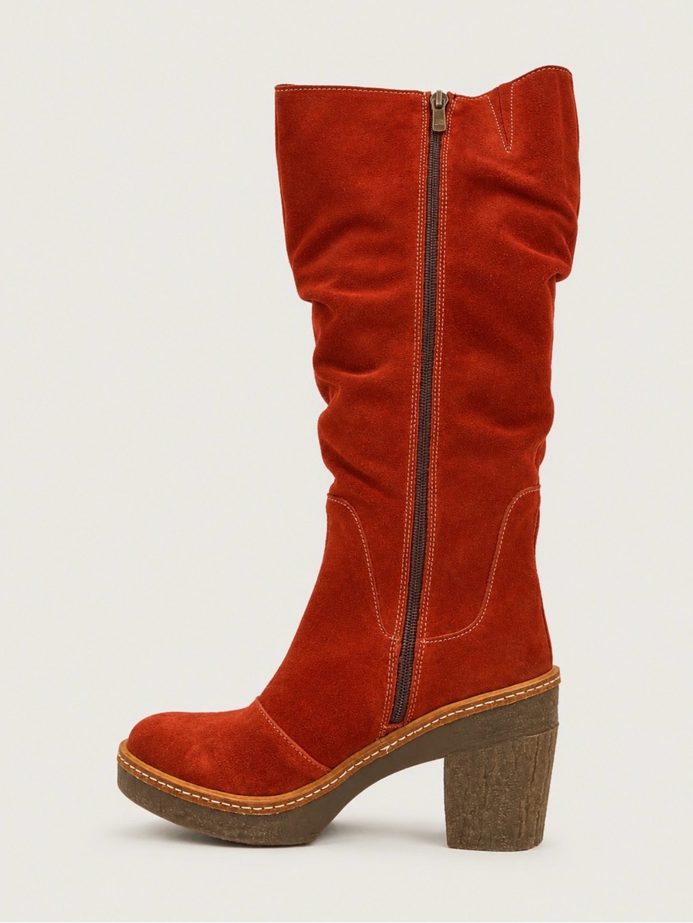 El Naturalista Caldera Red Suede Slouch Boots EU 37 / US 7 | 70s Block Heel - Picture 4 of 10